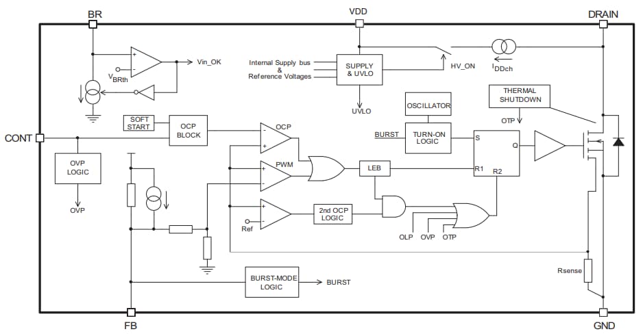 Block Diagram - STMicroelectronics VIPer17 Switching Regulators for Flyback Converter Block Diagram - STMicroelectronics VIPer17 Switching Regulators for Flyback Converter